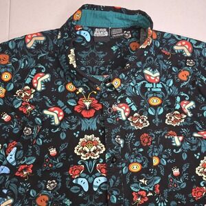 SUPER MARIO Men's 2XL Tropical Mushroom Hawaiian Short Sleeve Shirt -1886